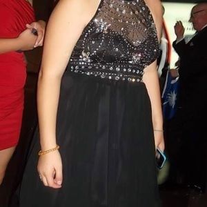 Black rhinestone & sequin homecoming dress